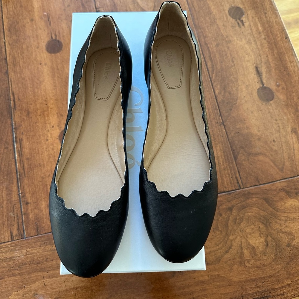 CHLOE Lauren Ballerinas 37.5 Black
